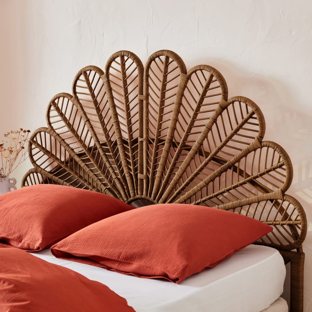 sweeek Kopfteil Rattan dunkel 160cm style vintage Braun Rattan