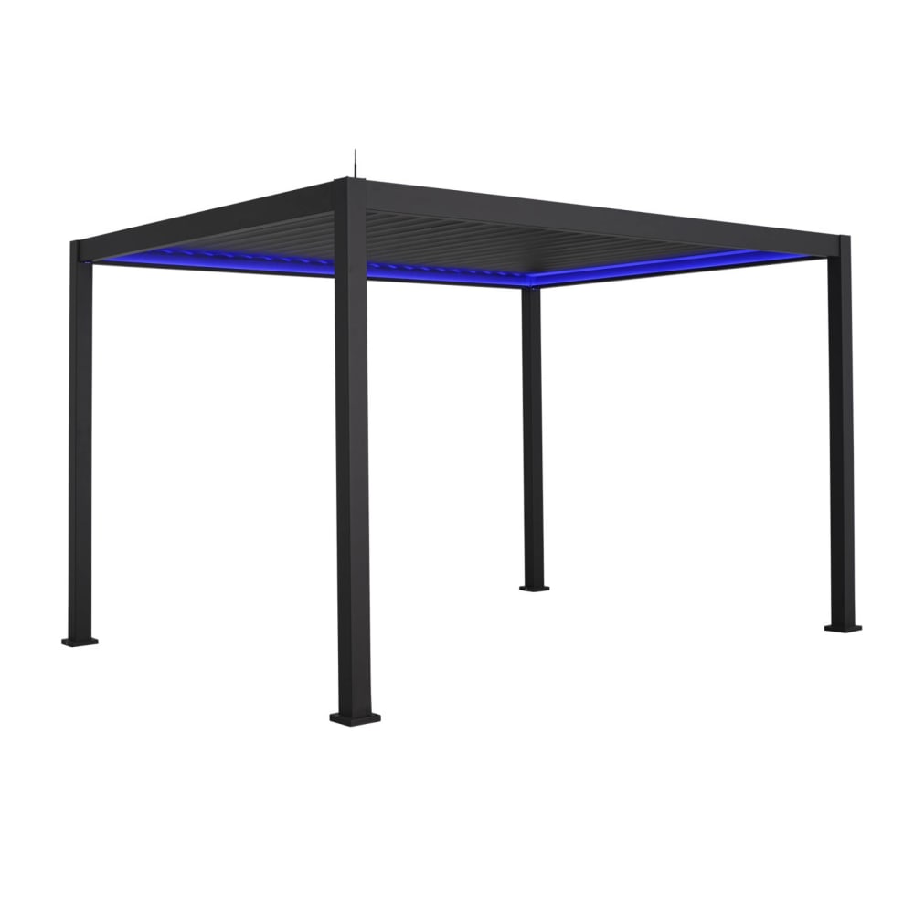 Pergola bioclimatique aluminium motorisée 4x3m led anthracite