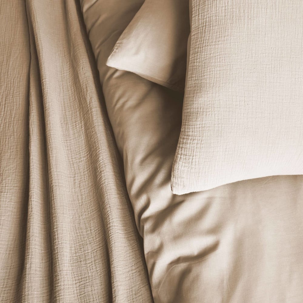 Parure de lit gaze de coton beige 260 x 240cm — vue 4