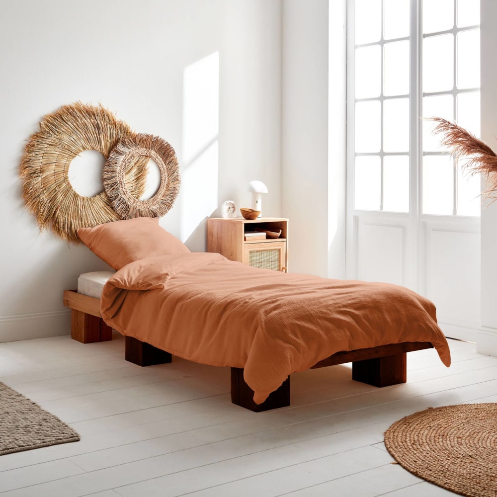 Parure de lit gaze de coton terracotta 140x200cm — vue 3