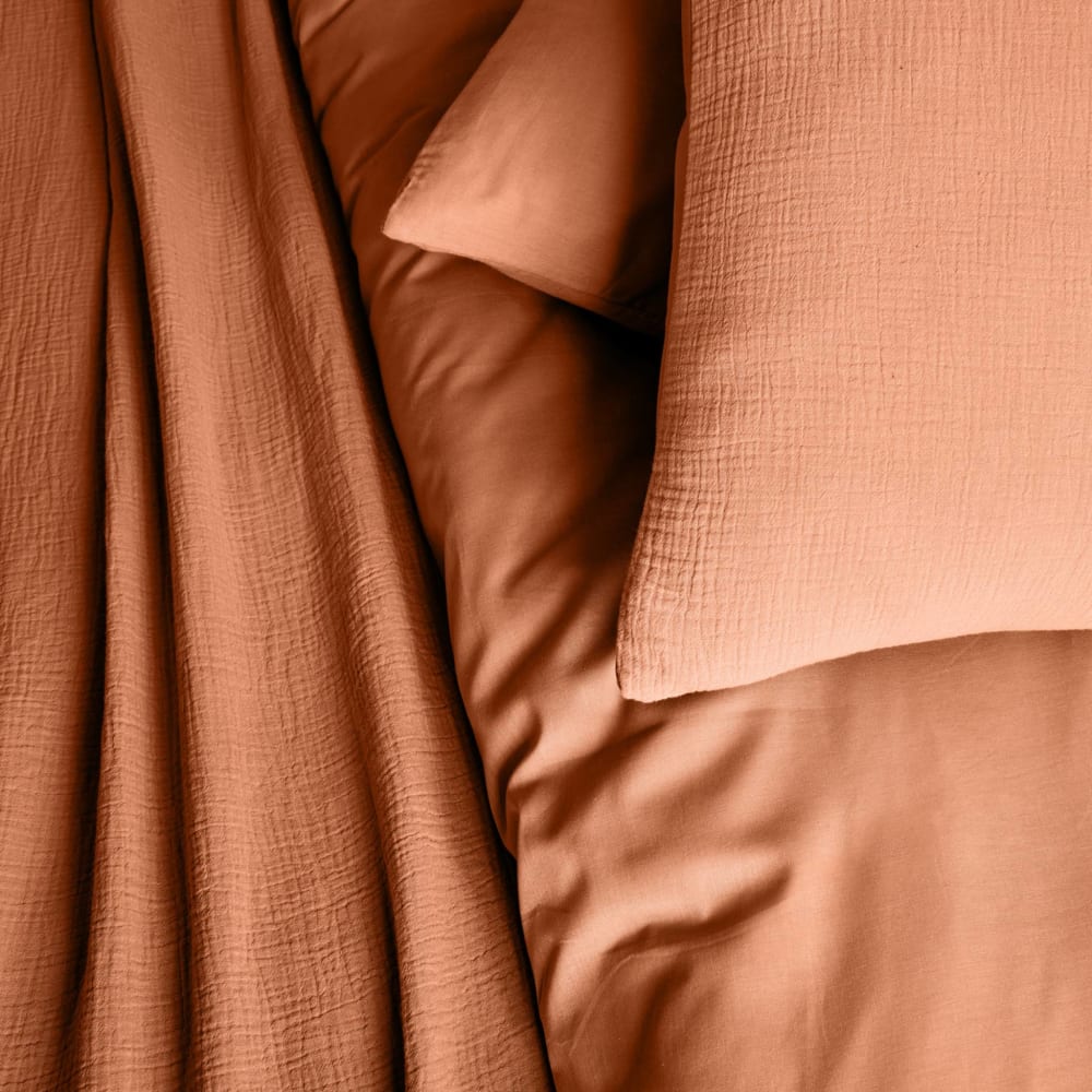 Parure de lit gaze de coton terracotta 140x200cm — vue 4