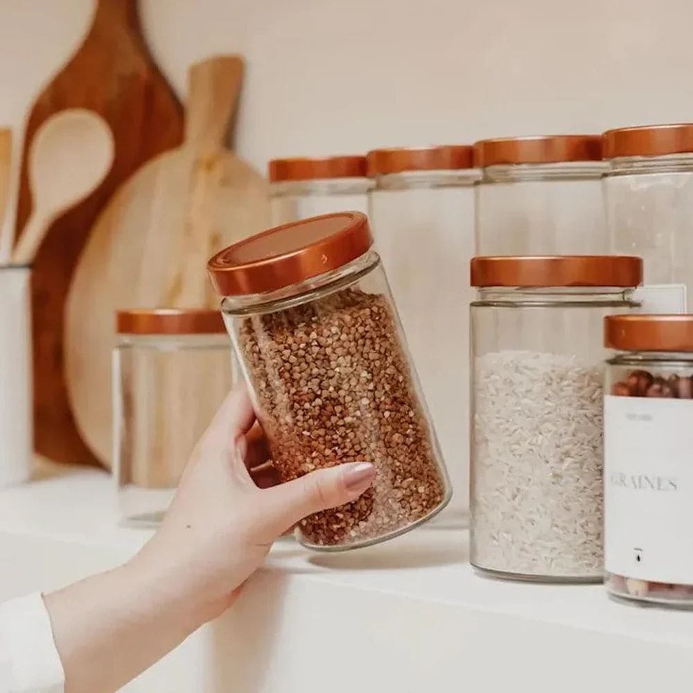 Lot de 6 bocaux 1062 mL en verre avec couvercle argent - Maisons du Monde