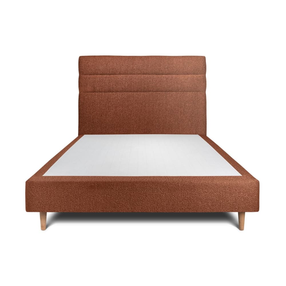 Lit avec tête de lit lignes bouclette et sommier tapissier  Terracotta