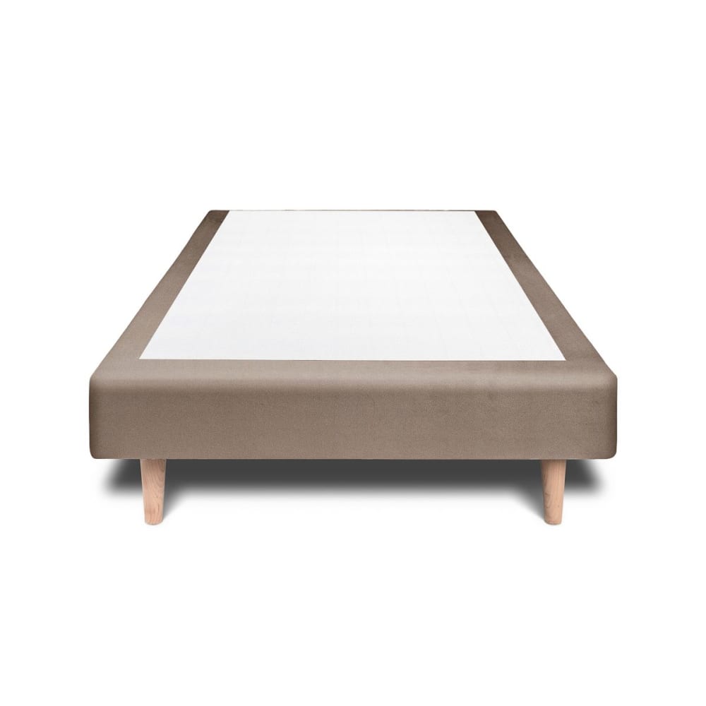 Sommier Tapissier Velours  Taupe 90x200