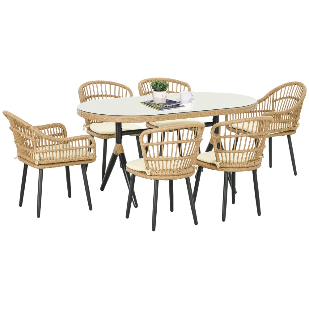 Salon de Jardin 6 places 7 pcs style bohème - 6 chaises table à manger