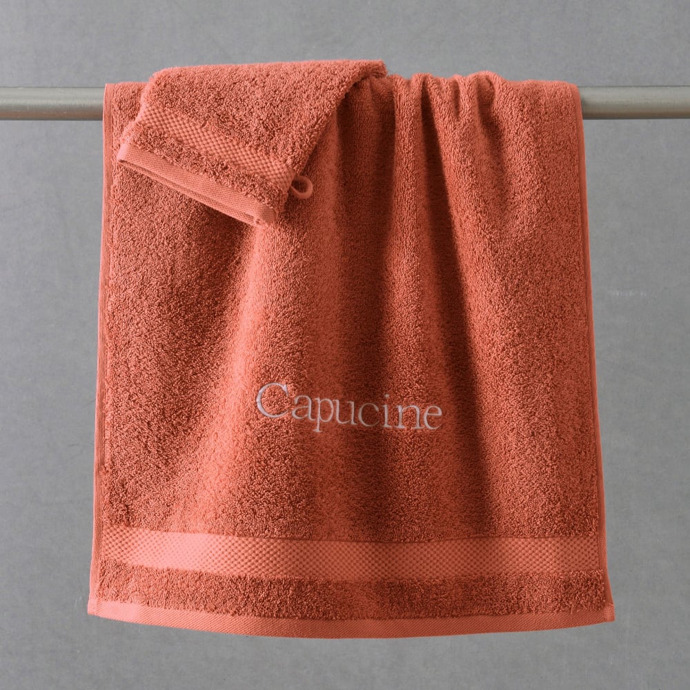 Drap de bain en coton 500 g/m² orange terracotta 100x150cm