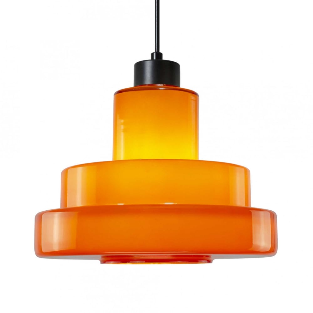 Suspension en verre - équipement coupelle métal orange