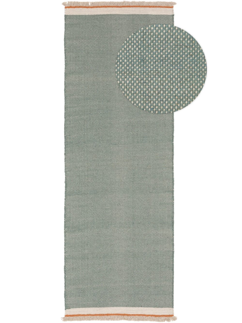 Tapis de couloir en laine menthe 80x250