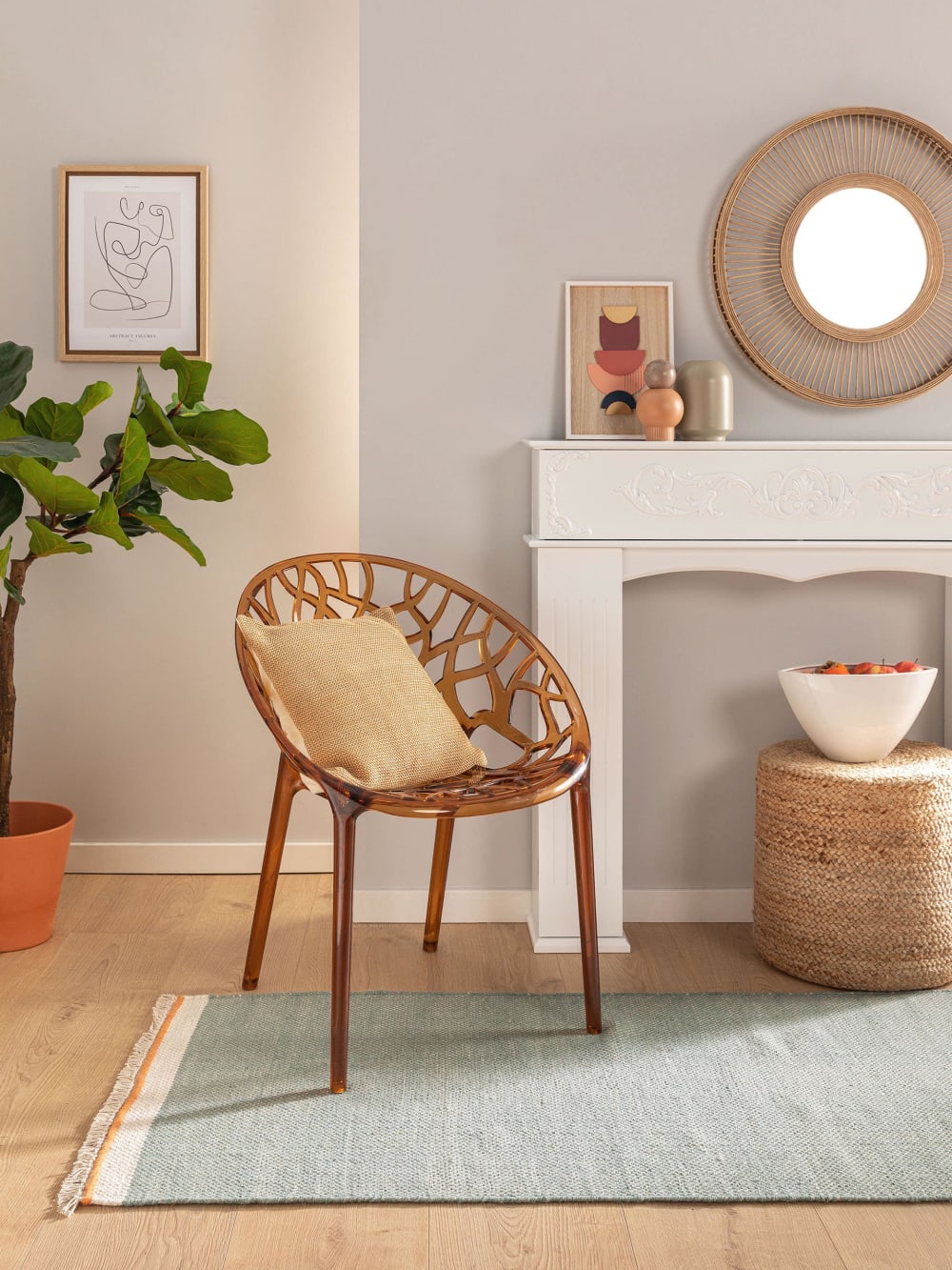 Tapis de couloir en laine menthe 80x250