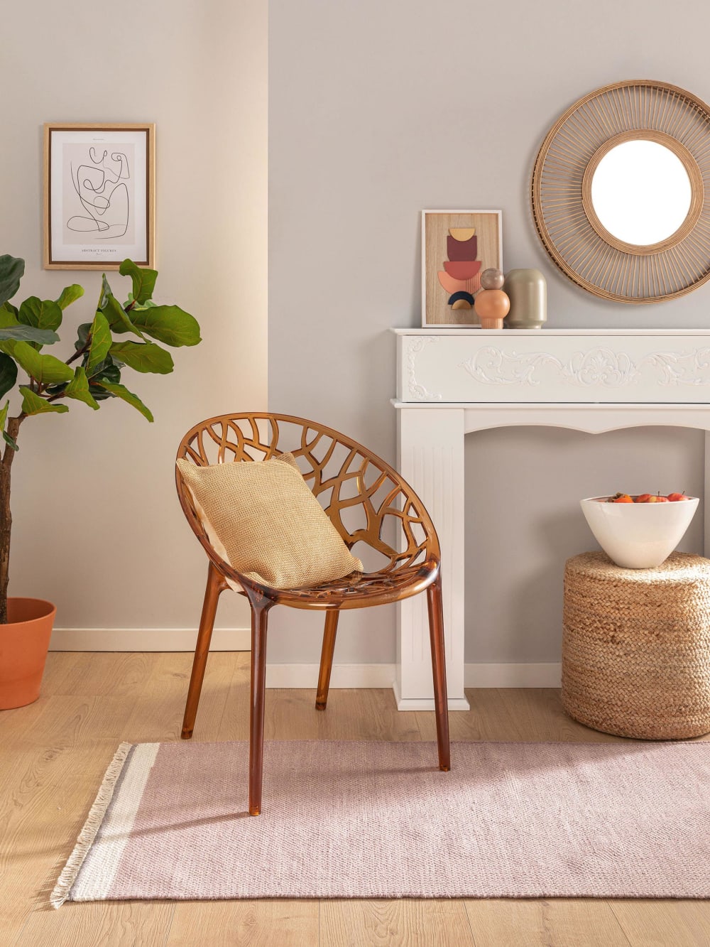 Tapis de couloir en laine fuchsia 80x250