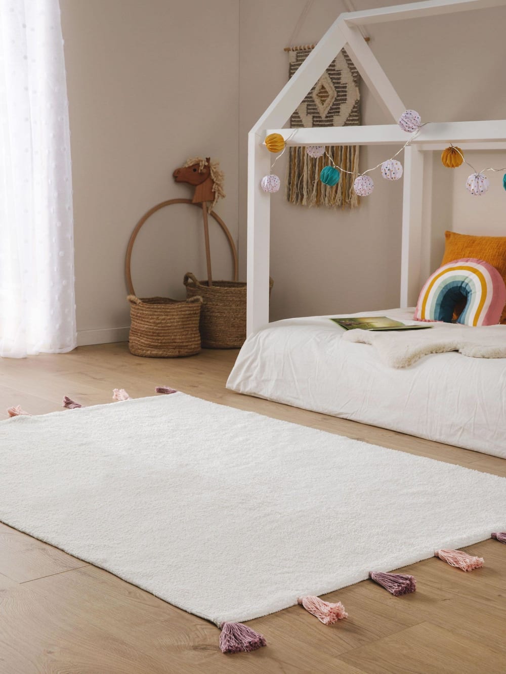 Tapis lavables pour enfants rose 150x220