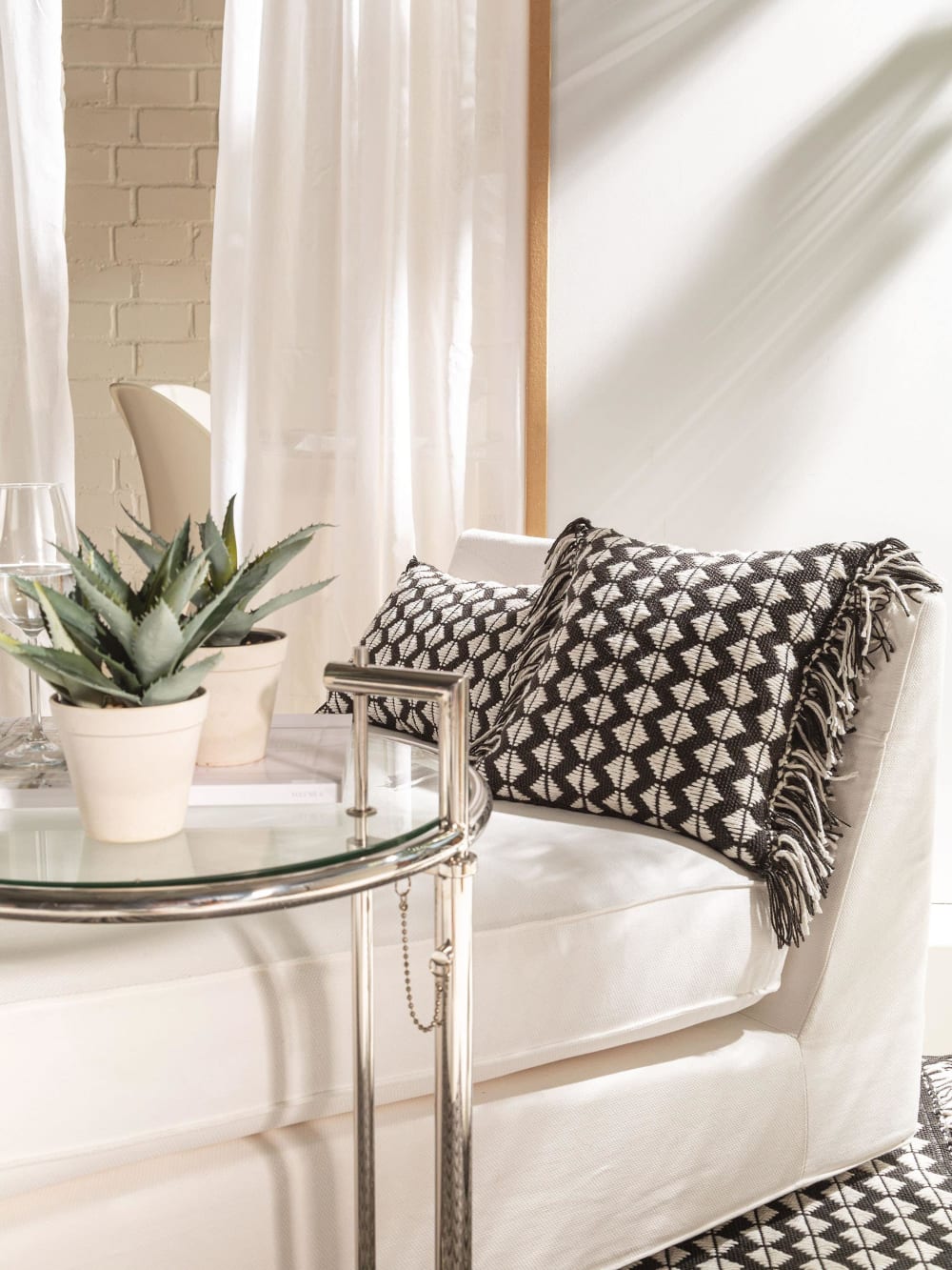 In- & Outdoor Kissen schwarz/weiß 40x40 - Maisons Du Monde