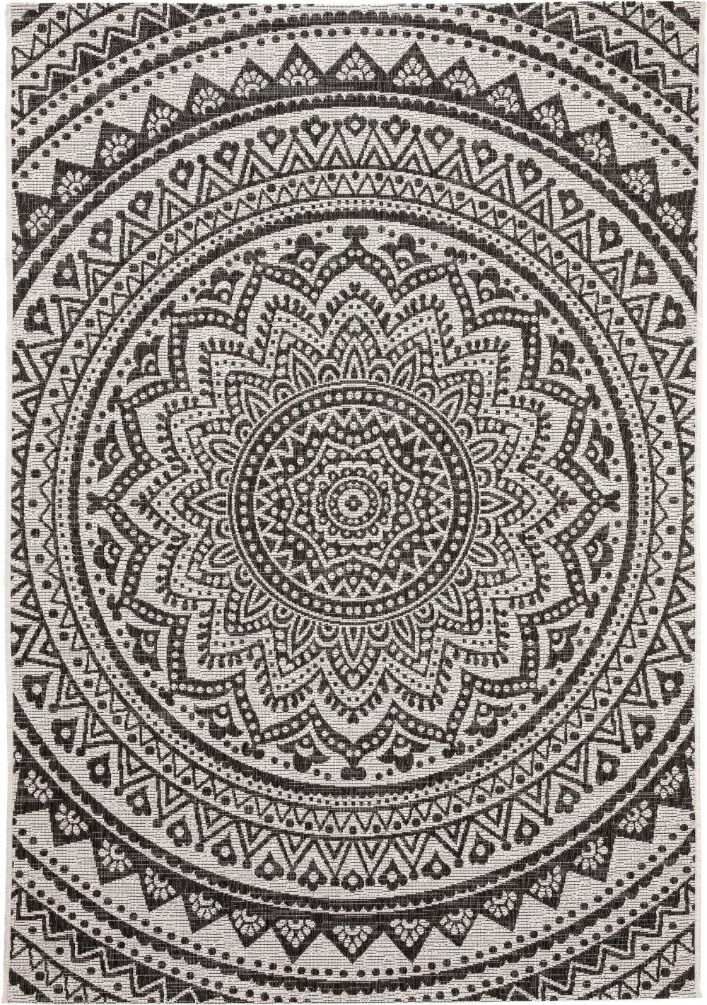 Tapis d'extérieur & intérieur blanc & noir 300x400