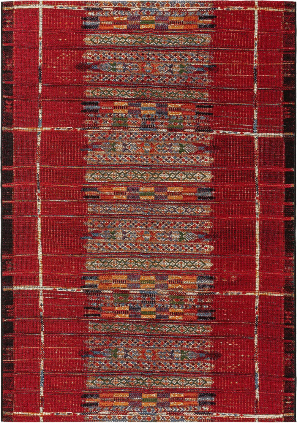 Tapis d'extérieur & intérieur multicouleur/rouge 120x180