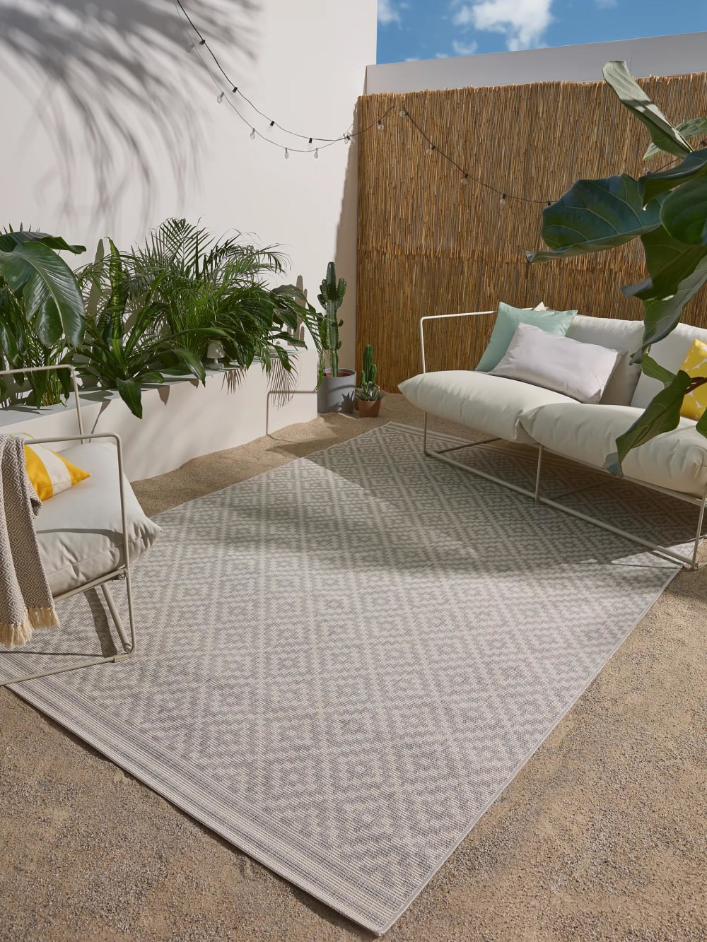 Tapis d'extérieur & intérieur gris 140x200