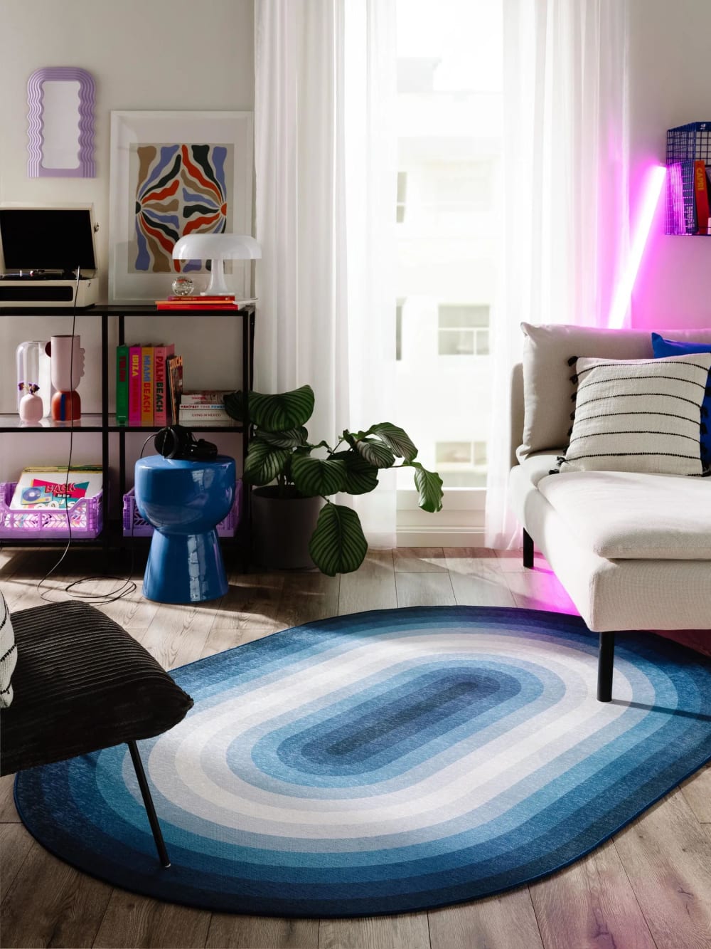 Tapis tissé à plat bleu 140x200 — vue 3