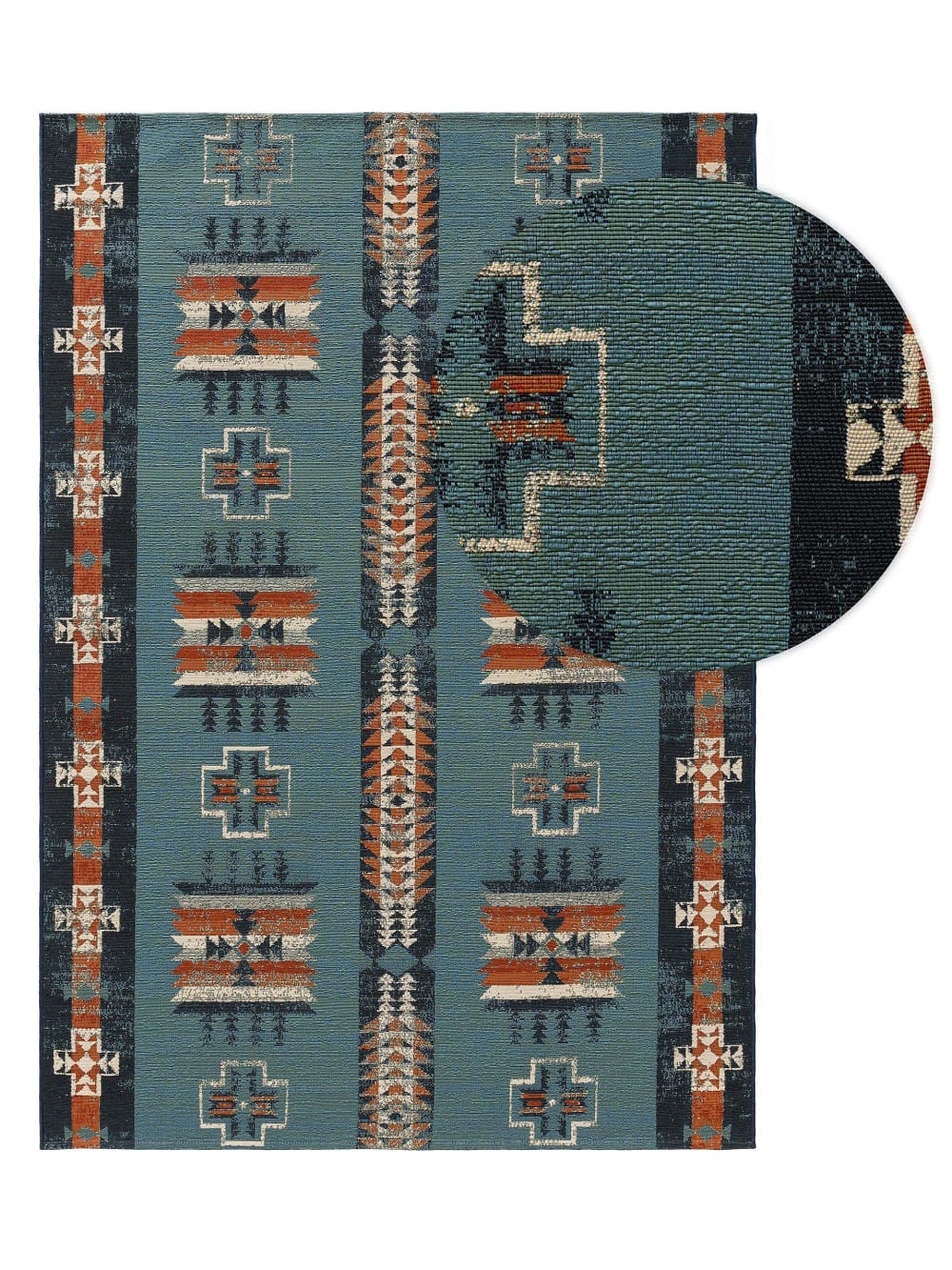 Tapis d'extérieur & intérieur multicouleur/bleu 80x165