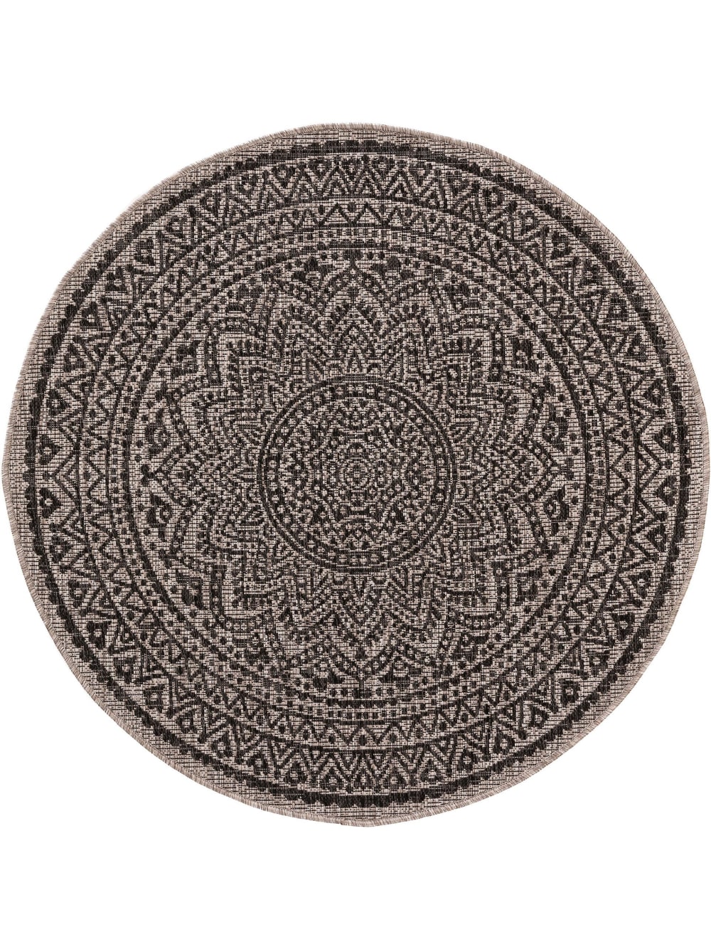 Tapis d'extérieur & intérieur rond beige/marron D 150