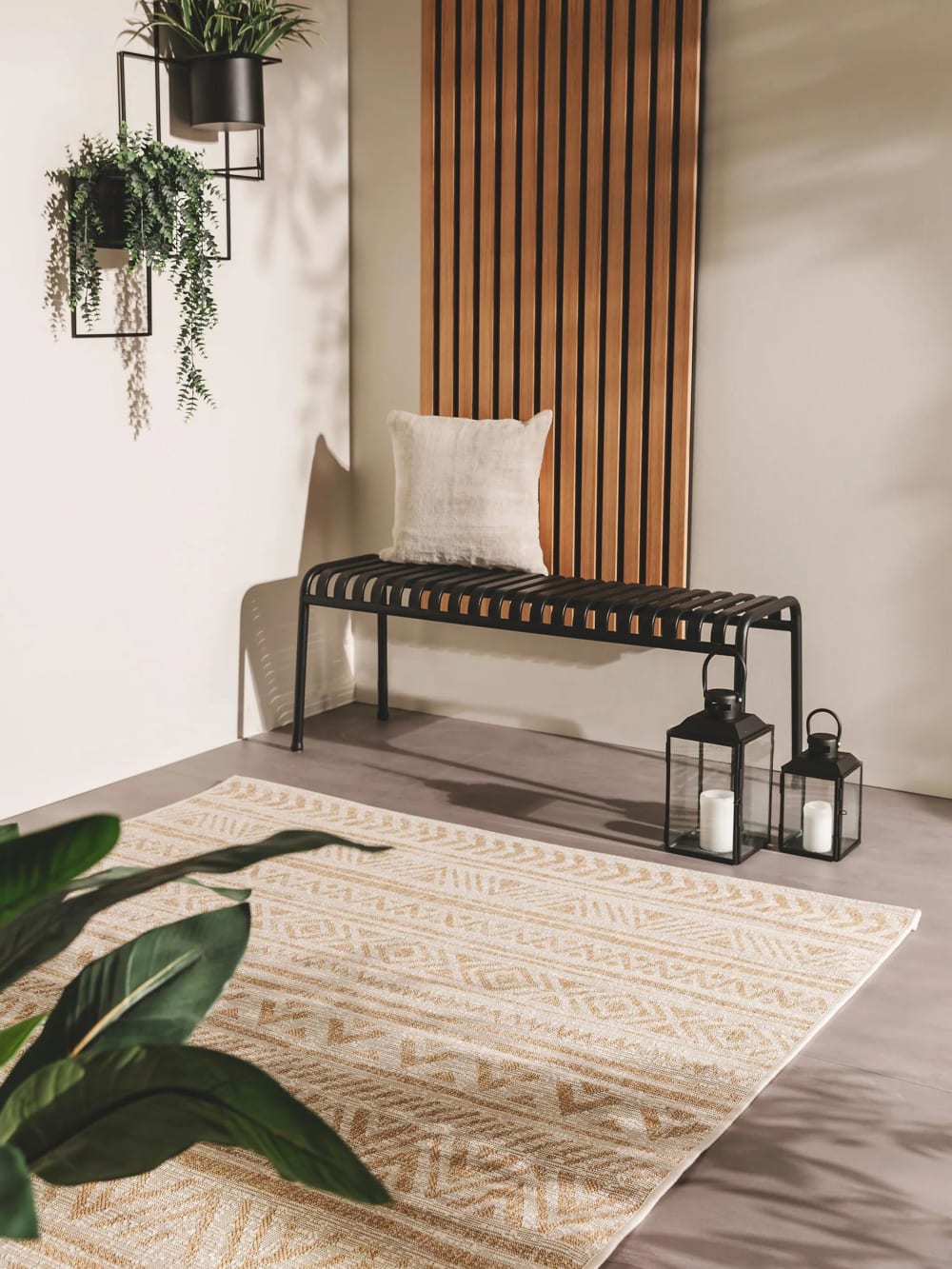 Tapis d'extérieur & intérieur crème/beige 140x200