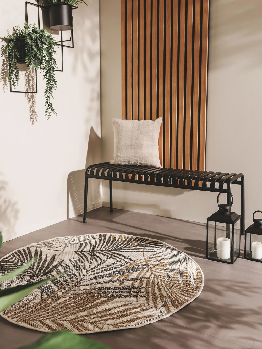 In- & Outdoor-Teppich rund schwarz D 120 - Maisons Du Monde