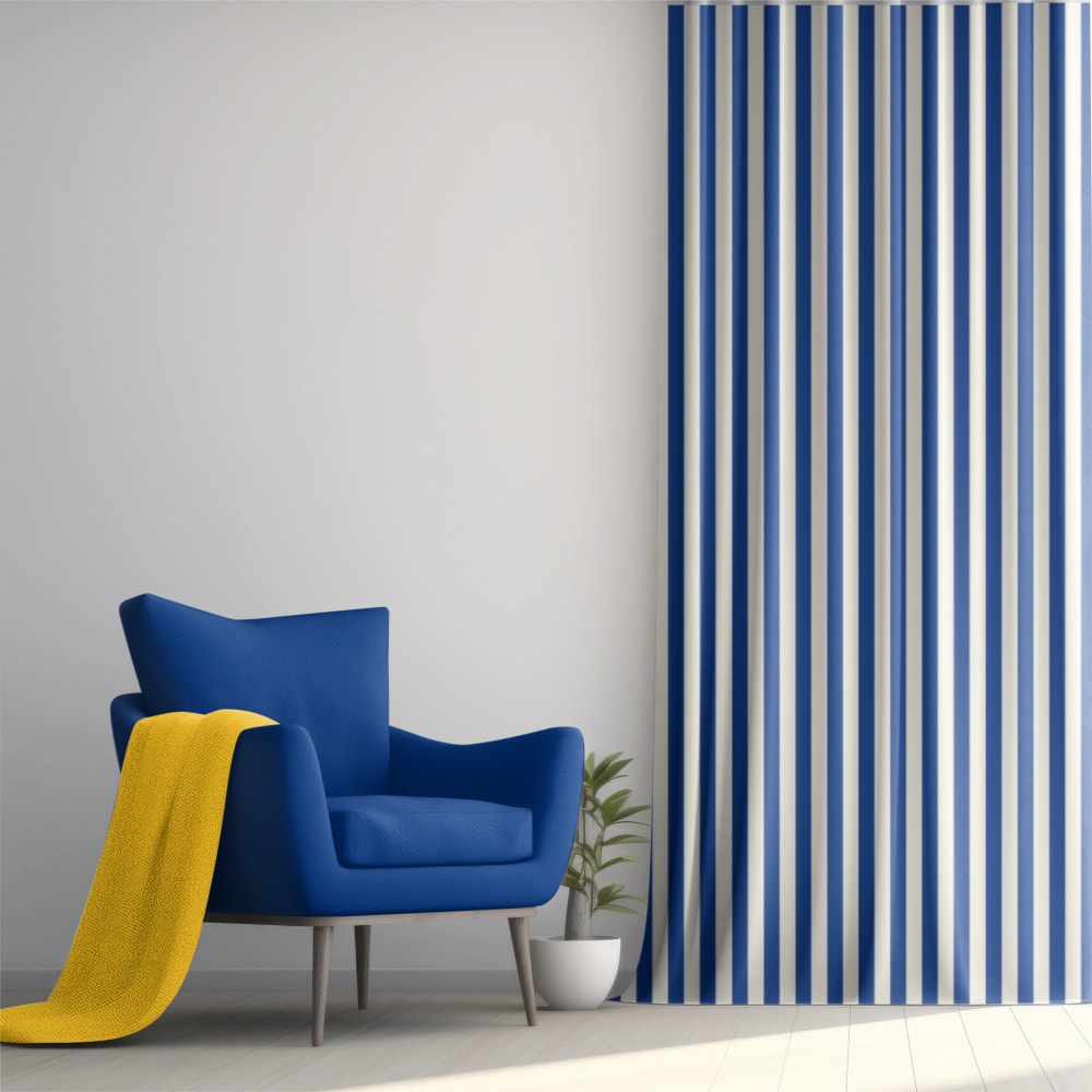 RNT by Really Nice Things Vorhang aus bedruckter Baumwolle mit blauen Streifen 250x140 Öko-Tex Zertifikat - Baumwolle