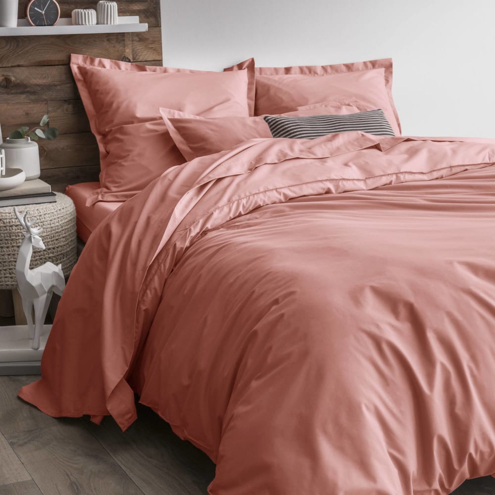 Housse de couette en coton bio rose des sables 140 x 200 cm