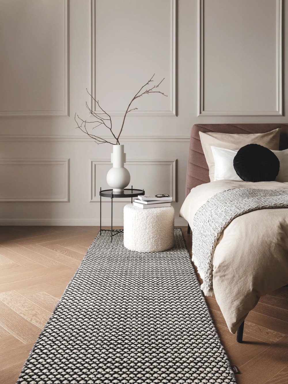 Wollteppich Läufer beige/schwarz 80x250 - Maisons Du Monde