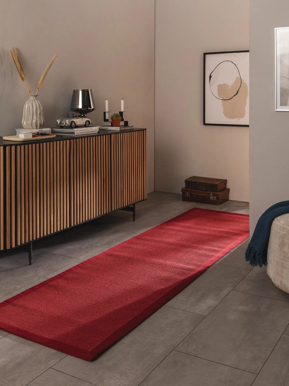 Tapis sisal rouge 70x300 — vue 3