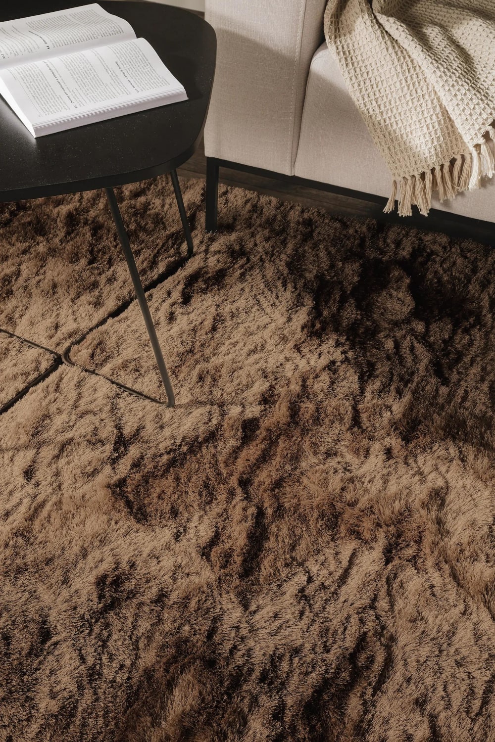 Tapis à poils longs marron clair 140x200 — vue 4