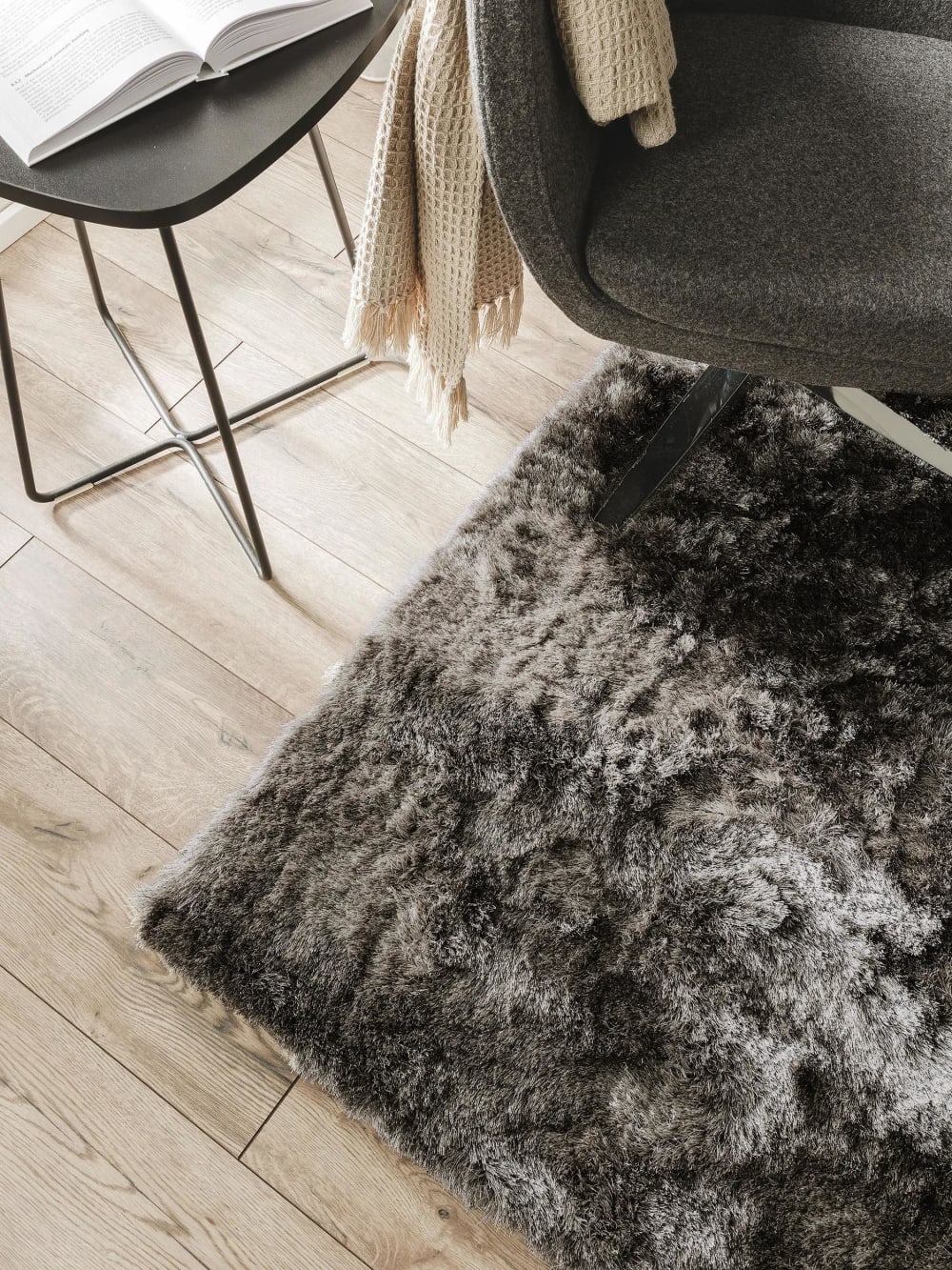 Tapis à poils longs gris 150x150 — vue 4