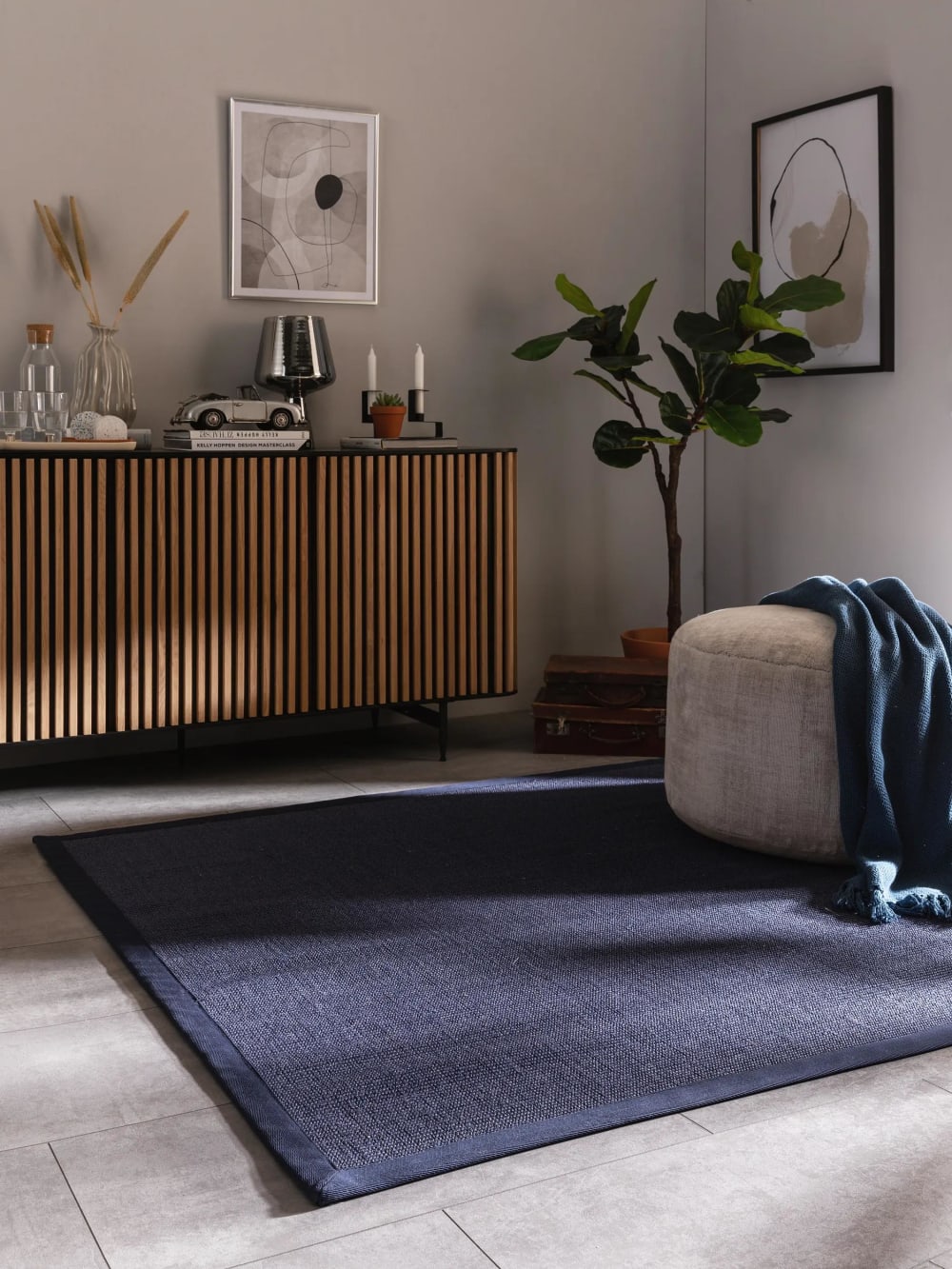 Tapis sisal bleu 150x150 — vue 3
