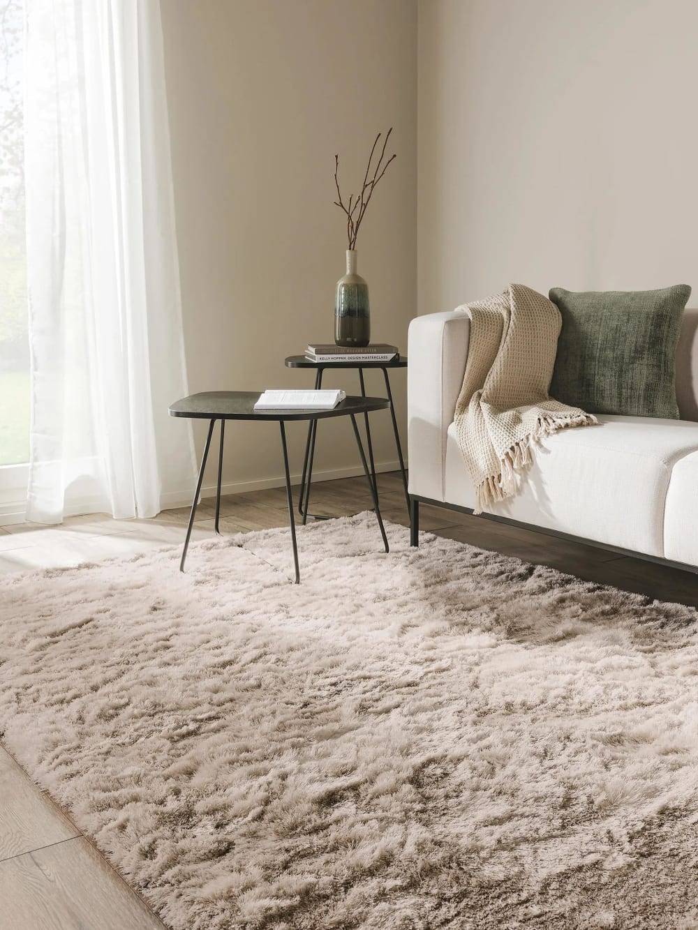 Tapis à poils longs beige 140x200 — vue 3