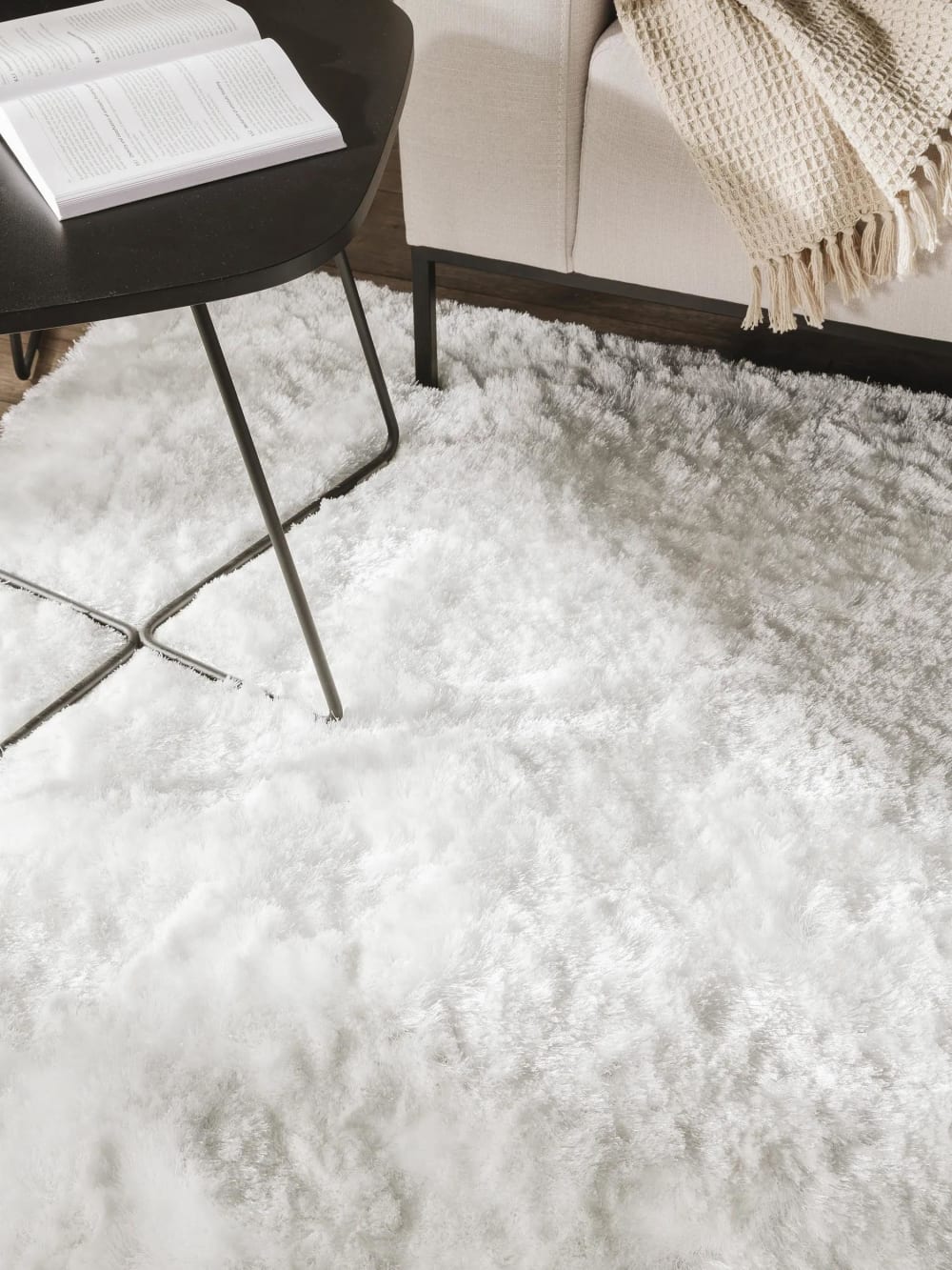 Tapis à poils longs blanc 160x230 — vue 4