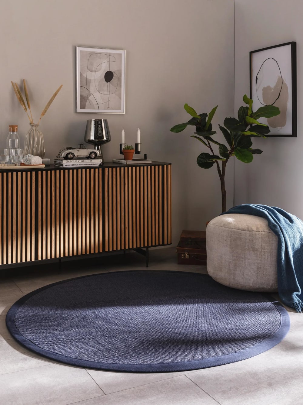 Tapis sisal bleu D 150 rond — vue 3