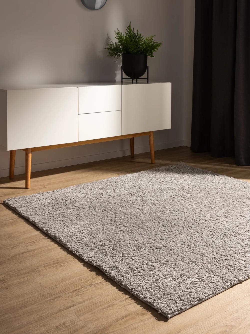 Tapis à poils longs gris clair 160x160 — vue 3
