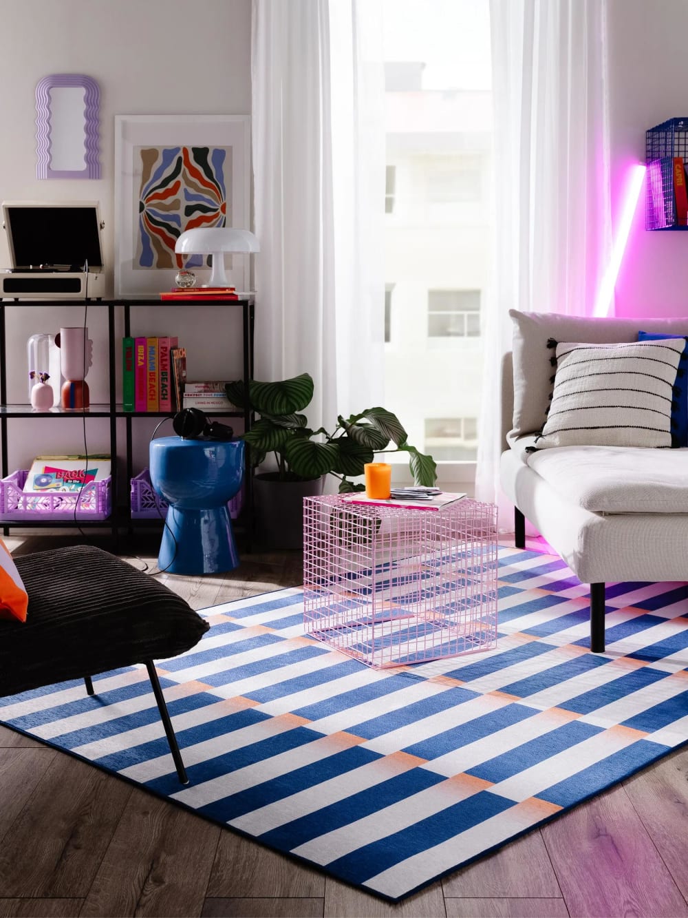 Tapis tissé à plat bleu 160x230 — vue 3