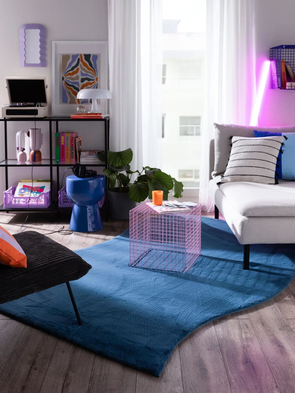 Tapis à poils longs bleu 160x230 — vue 3