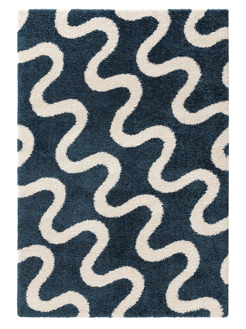 Benuta Hochflorteppich blau 140x200 style modern - Pvc - Polyvinlychlorid