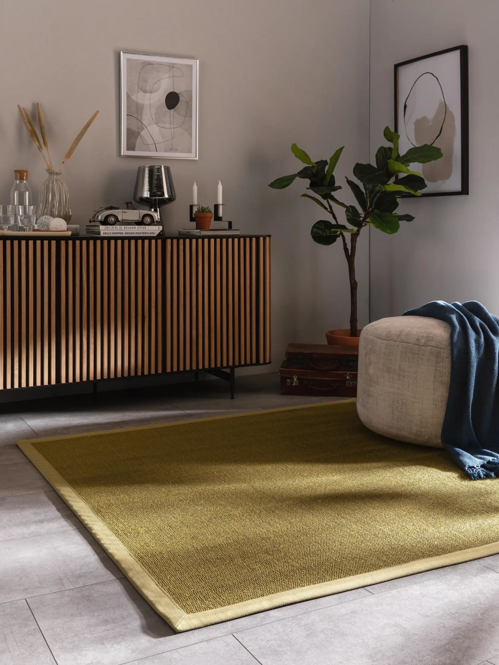 Tapis sisal vert 150x150 — vue 3