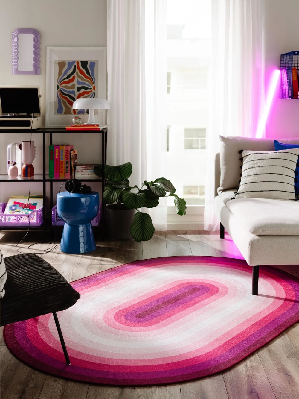 Tapis tissé à plat fuchsia 140x200 — vue 3