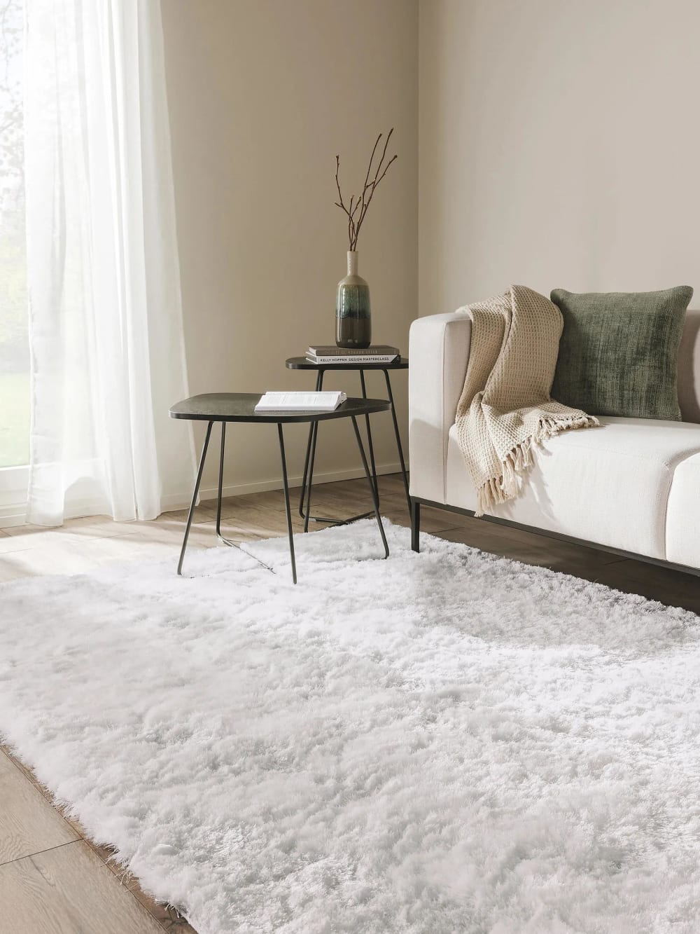 Tapis à poils longs blanc 140x200 — vue 3