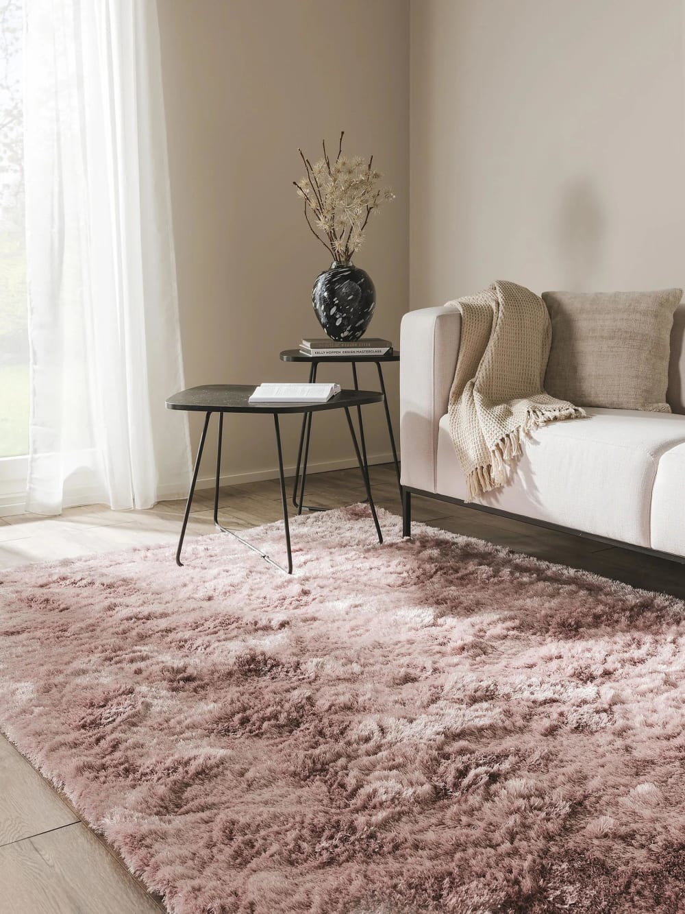 Tapis à poils longs rose 140x200 — vue 3