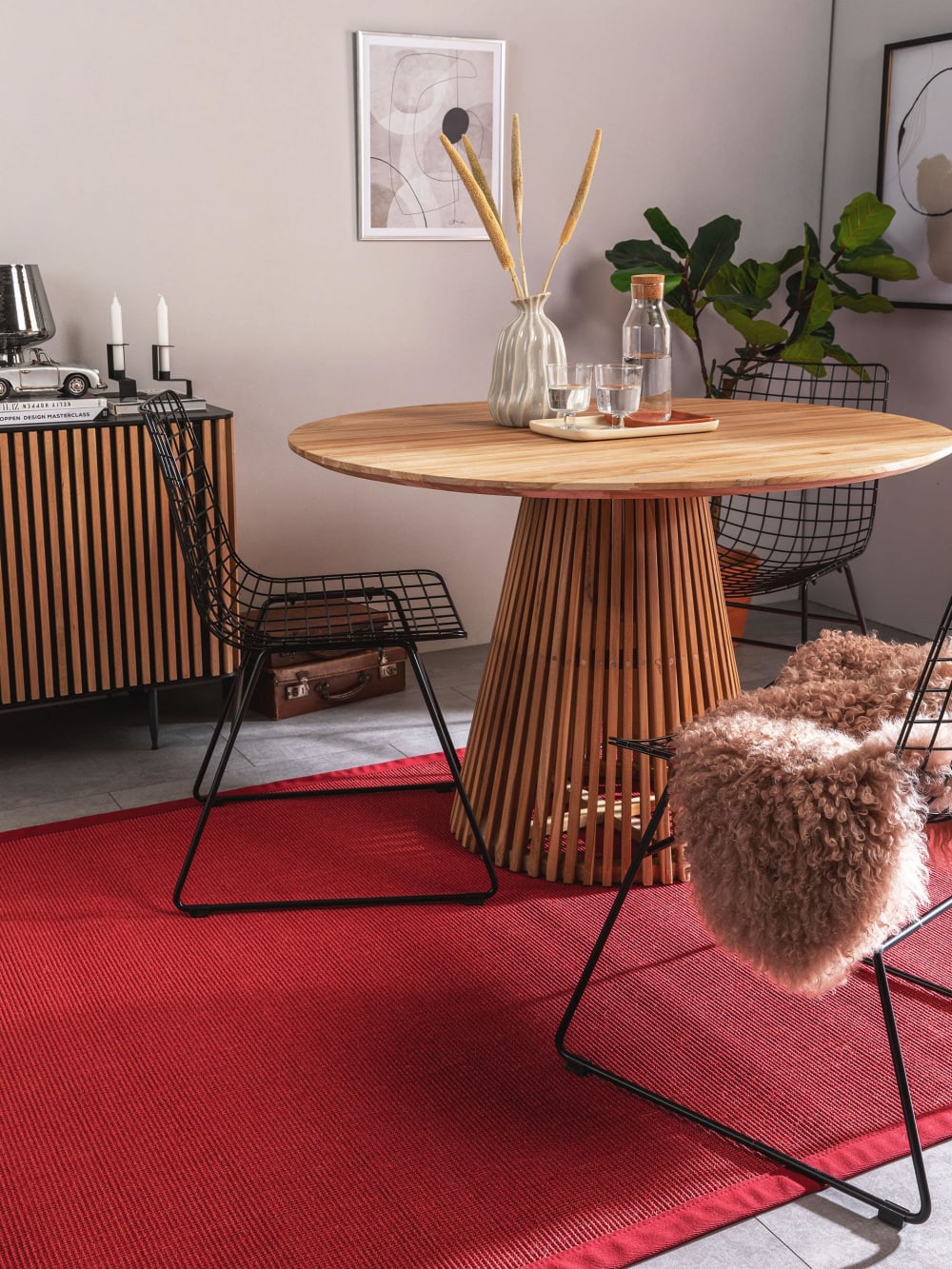 Tapis sisal rouge 200x300