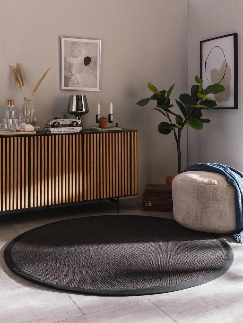 Tapis sisal noir D 150 rond — vue 3