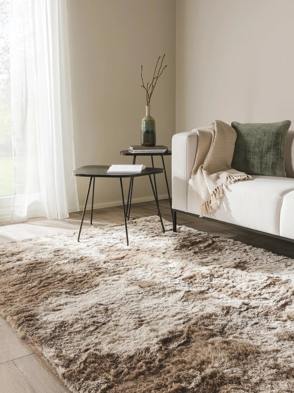 Tapis à poils longs marron clair 120x170 — vue 3