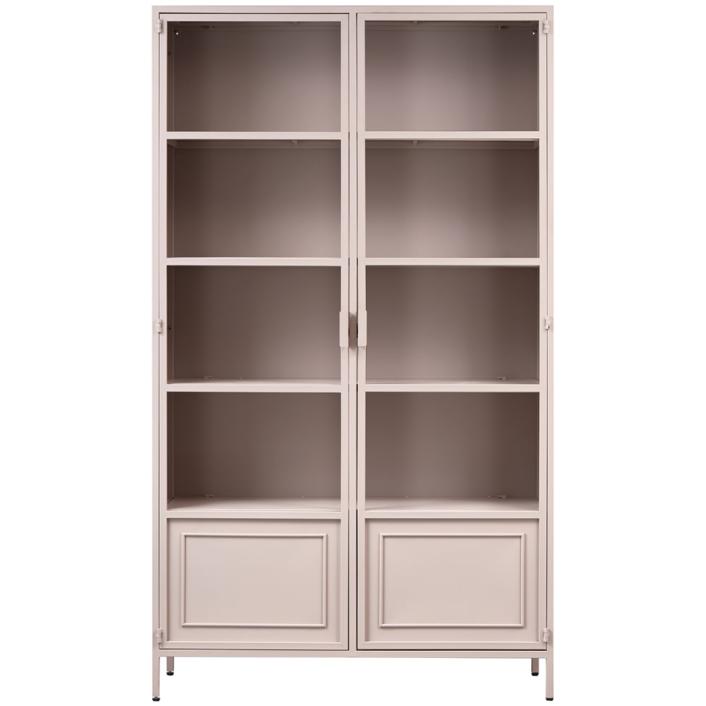 WOOOD Vitrineschrank mit Glastüren, Rosa, 189x110x43 cm style modern Rosa Stahl