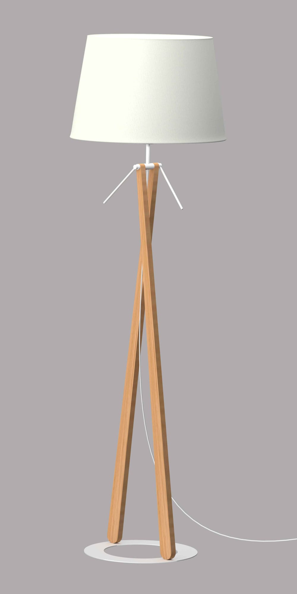 Lampadaire sur socle circulaire métal/bois marron foncé 155 cm
