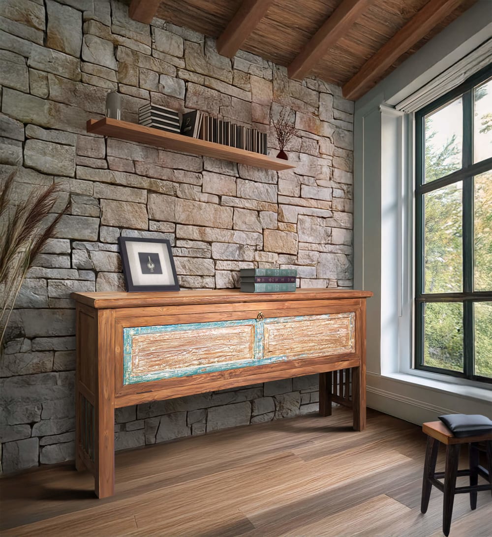 Console en teck recyclé bicolore L 180 cm - Maisons du Monde