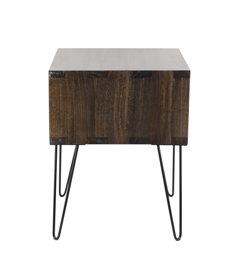Nachttisch aus Holz und Eisen, L 45 cm, zweifarbig - Maisons Du