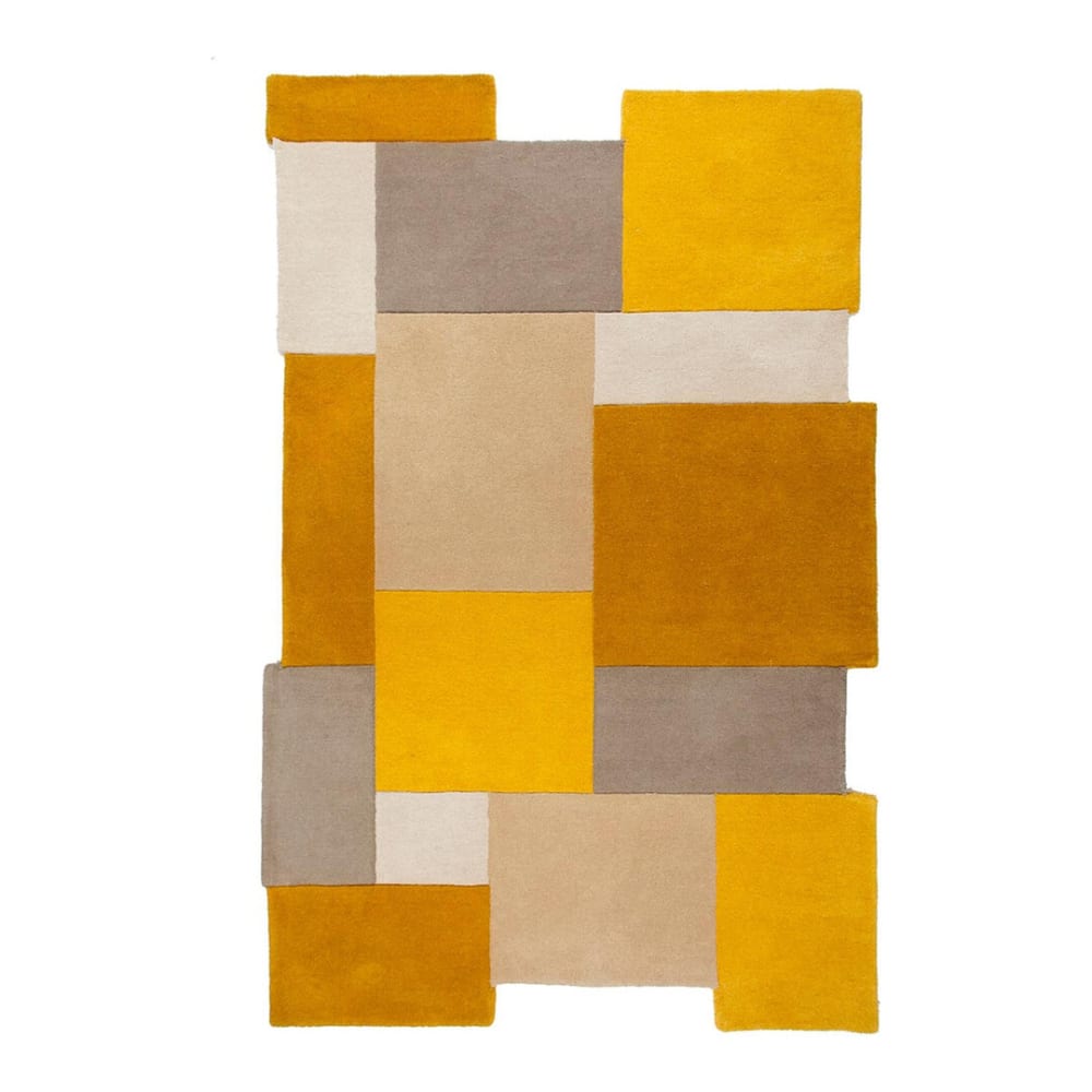 Tapis en laine ocre, gris et jaune 120x180cm